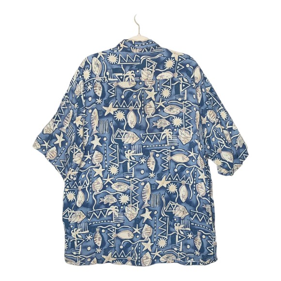 Vintage Mario Ferrari Men's Blue Rayon Short Sleeve Beach Hawaiian Shirt Size XL - Picture 2 of 6